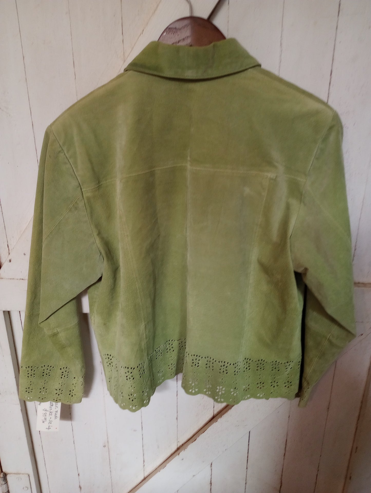 Green Suede Leather Jacket Sz Large