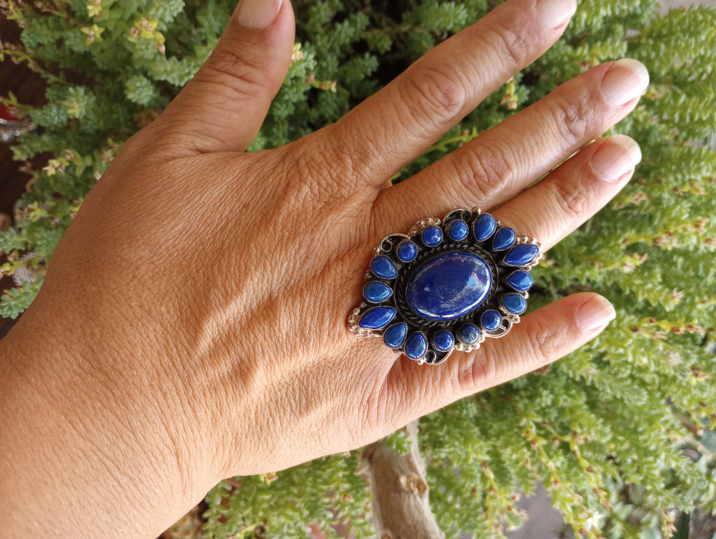 Sterling Silver and Lapis Statement Ring