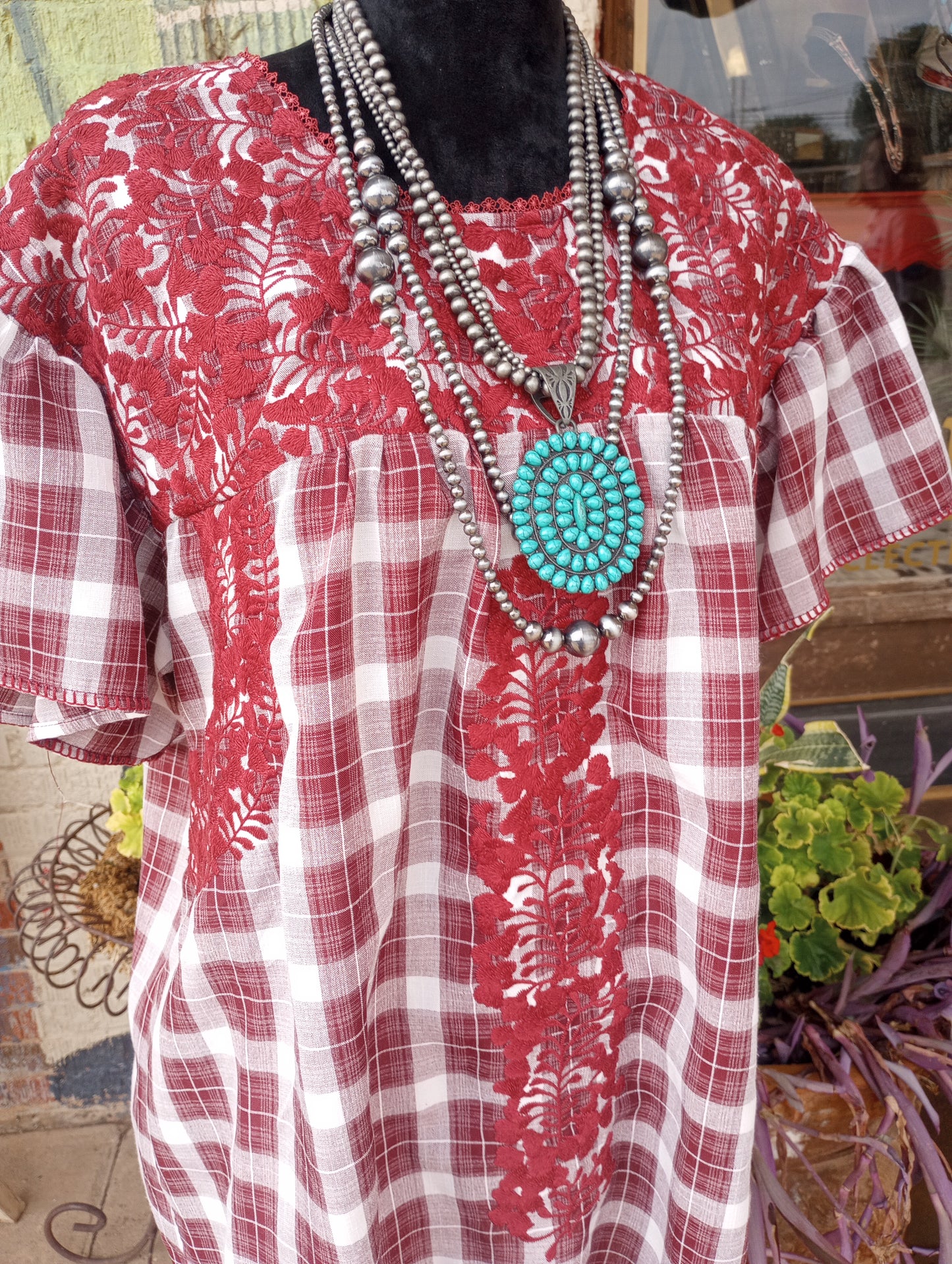 Longer Style Faux Navajo Pearl and Bead Necklace