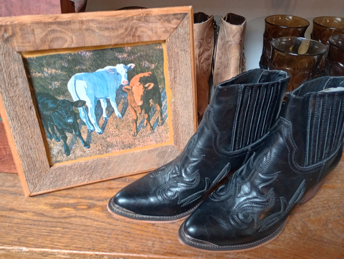 Women's Contemporary Western Black Ankle Boots Sz 10