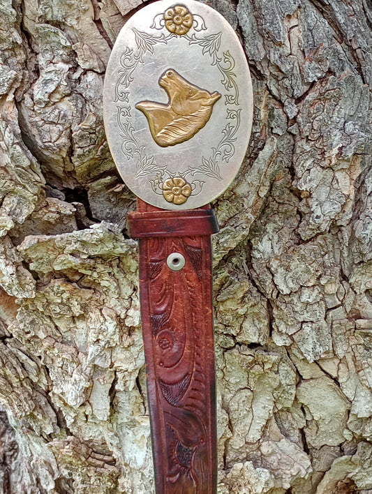 Vintage Horsehead Belt Buckle w/ Tooled Leather Belt