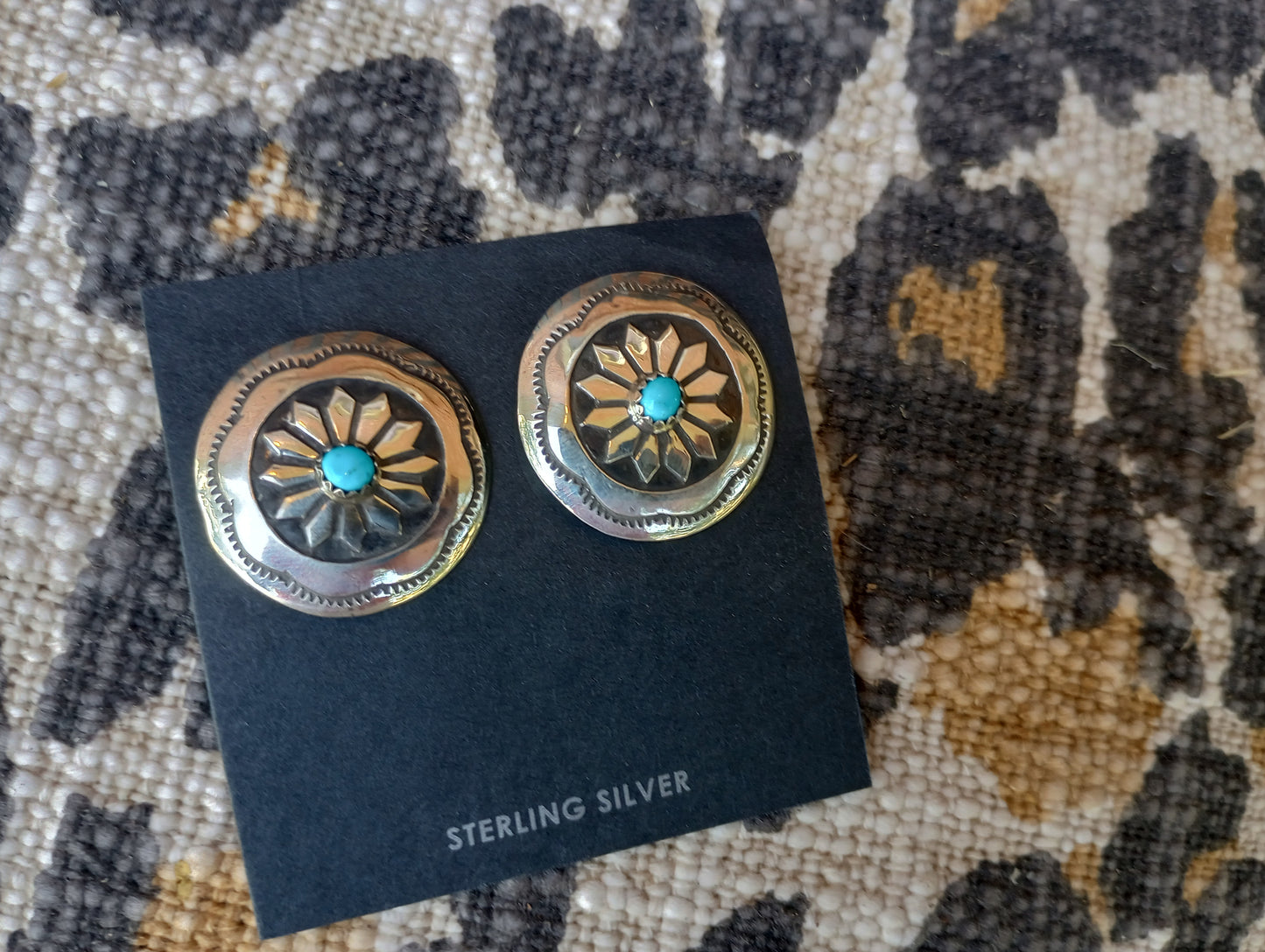 Sterling Silver and Turquoise Concho Earrings