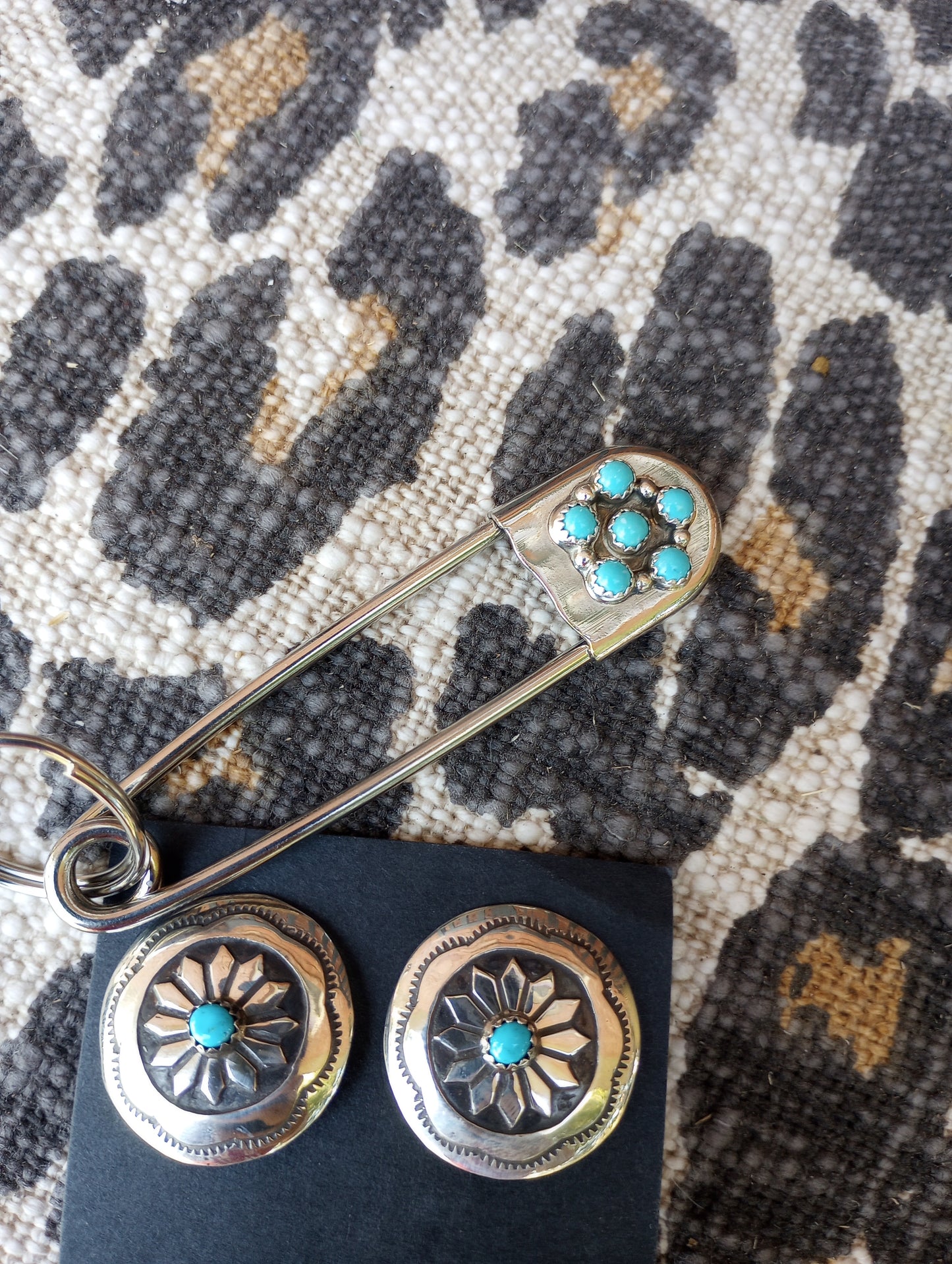 Sterling Silver and Turquoise Oversized Clothespin