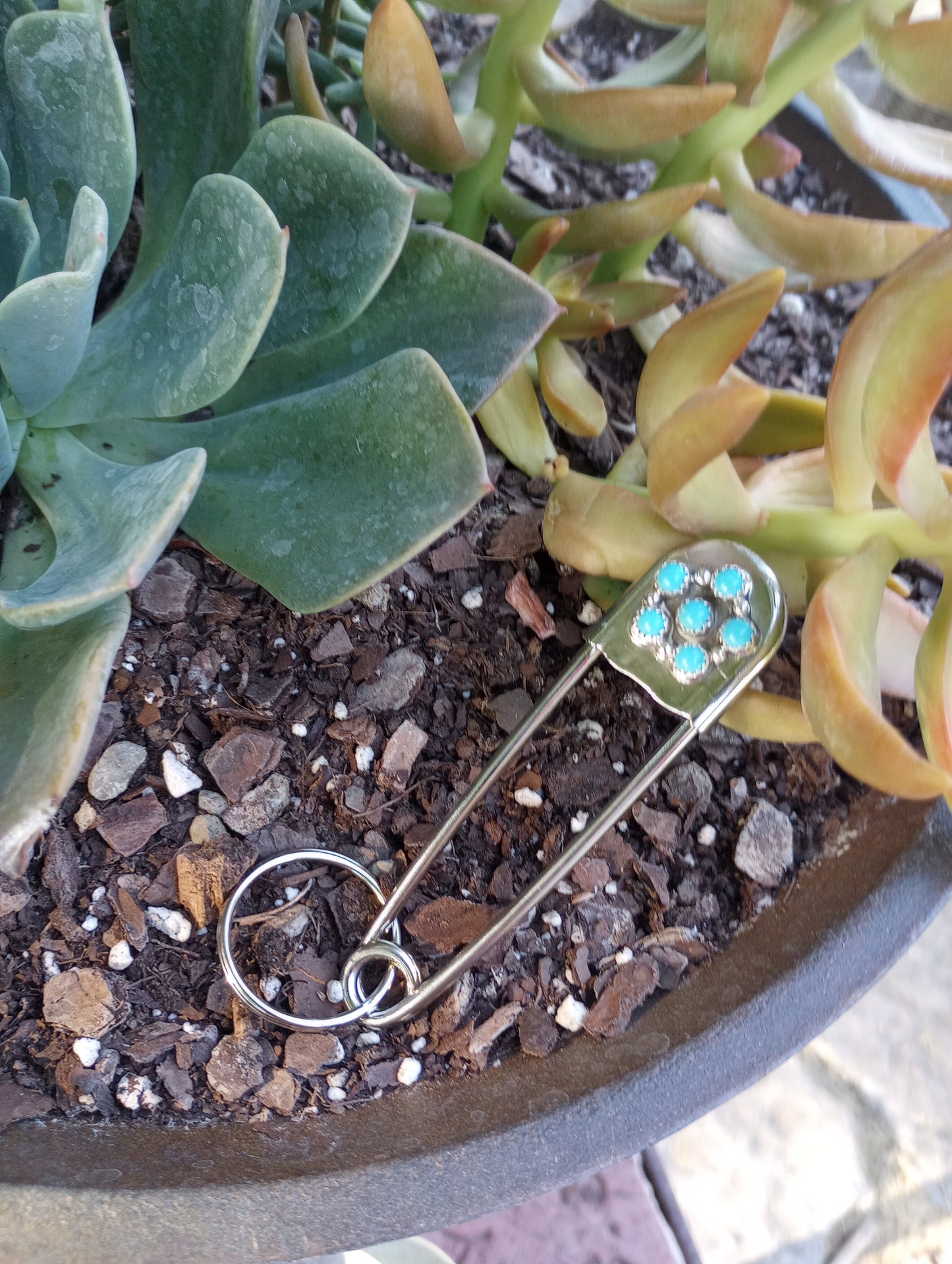 Sterling Silver and Turquoise Oversized Clothespin