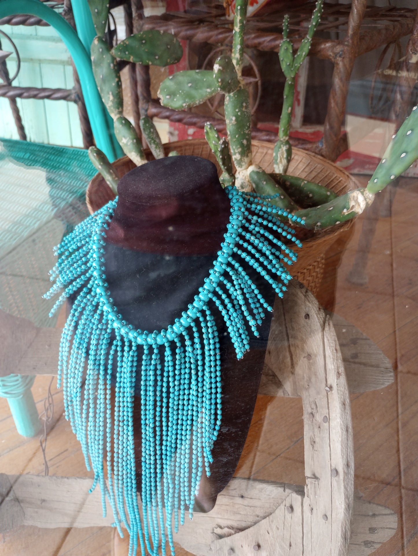 Gorgeous waterfall turquoise beaded necklace