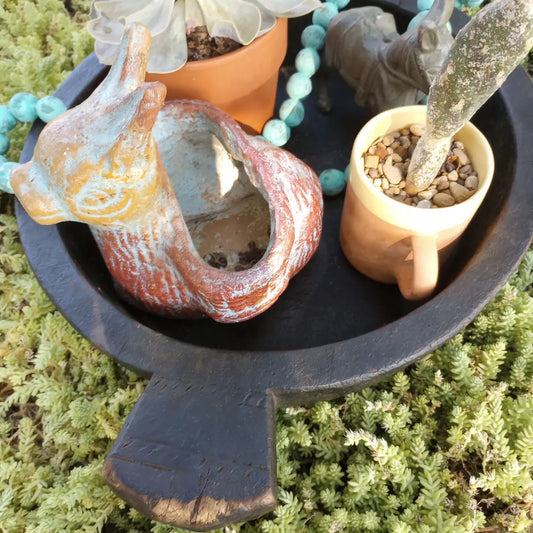 Vintage Wooden Bread Bowl Centerpiece