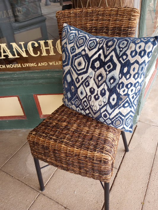 Navy Blue & Ivory Geometric Pattern Throw Pillows