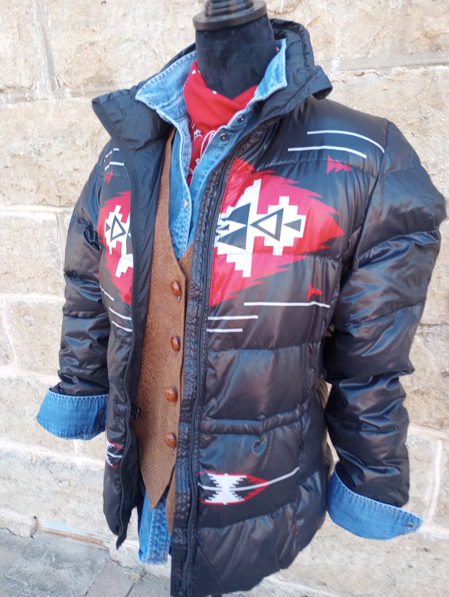 Ralph Lauren Puffer Coat with Aztec Design