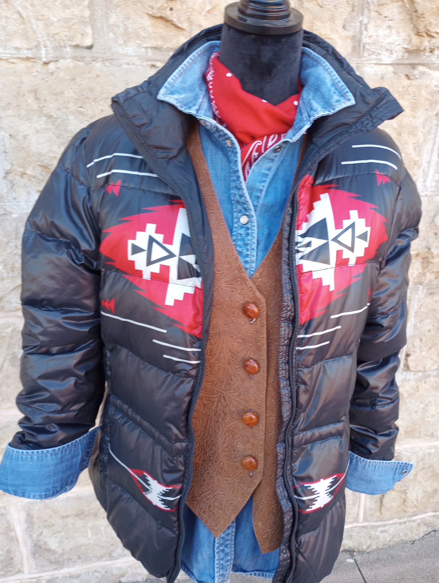 Ralph Lauren Puffer Coat with Aztec Design