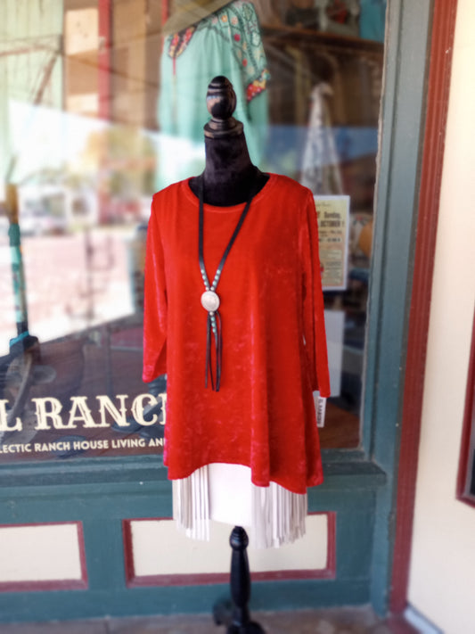 Red Crushed Velvet tunic