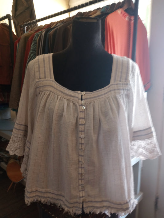 Free People Peasant Style Gauze Blouse