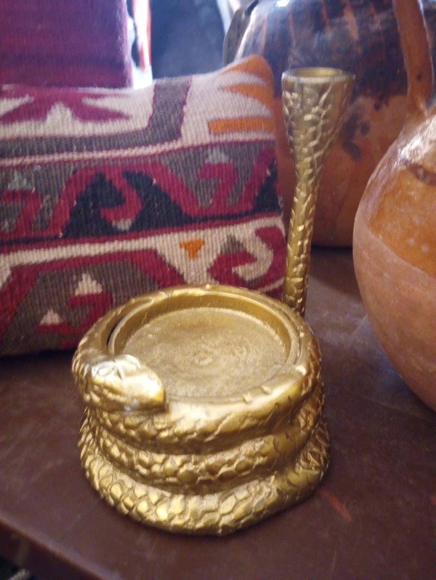 Rattlesnake Brass Finish Candleholder