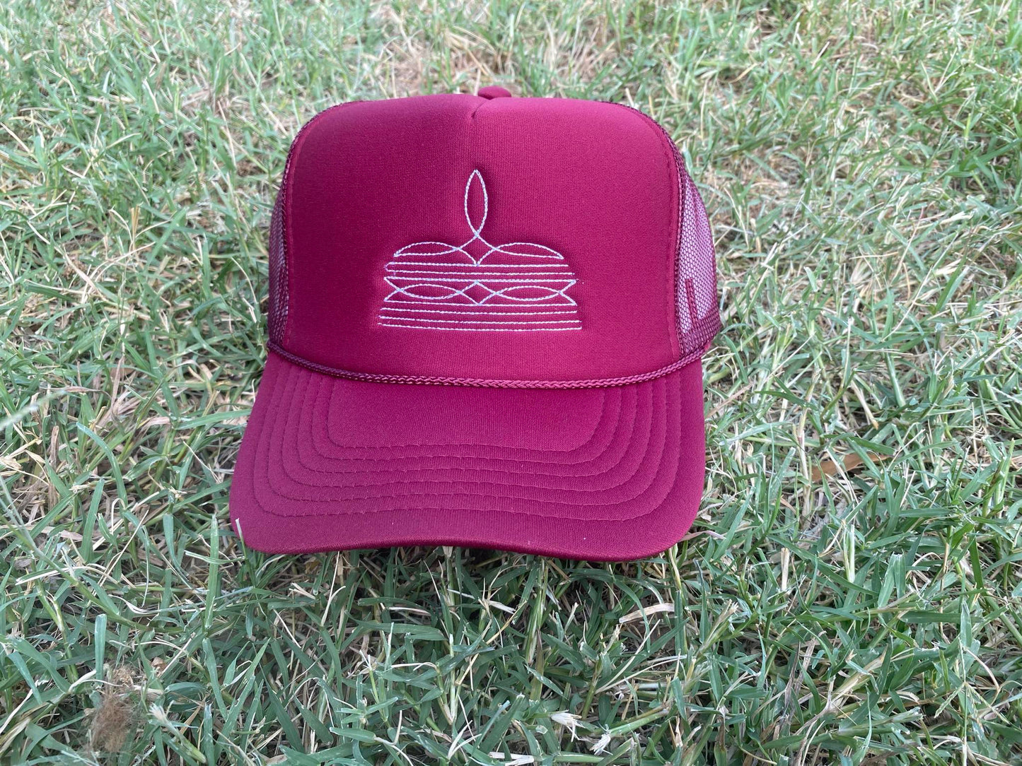 Maroon Boot Stitch Trucker Cap