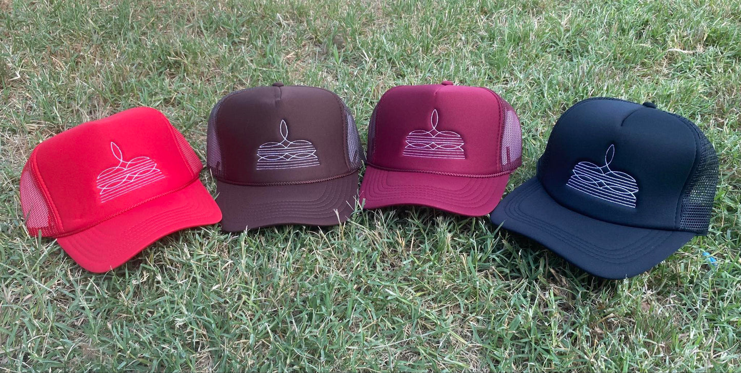 Maroon Boot Stitch Trucker Cap