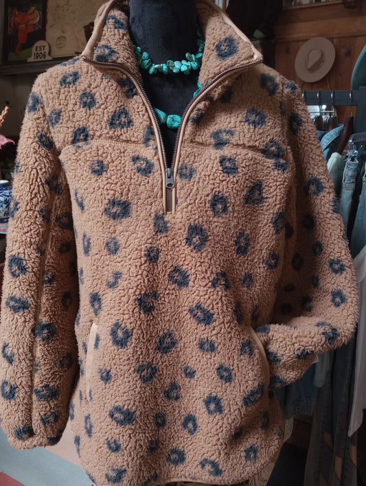 Abercrombie & Fitch Leopard Print Fleece Jacket Sz Medium