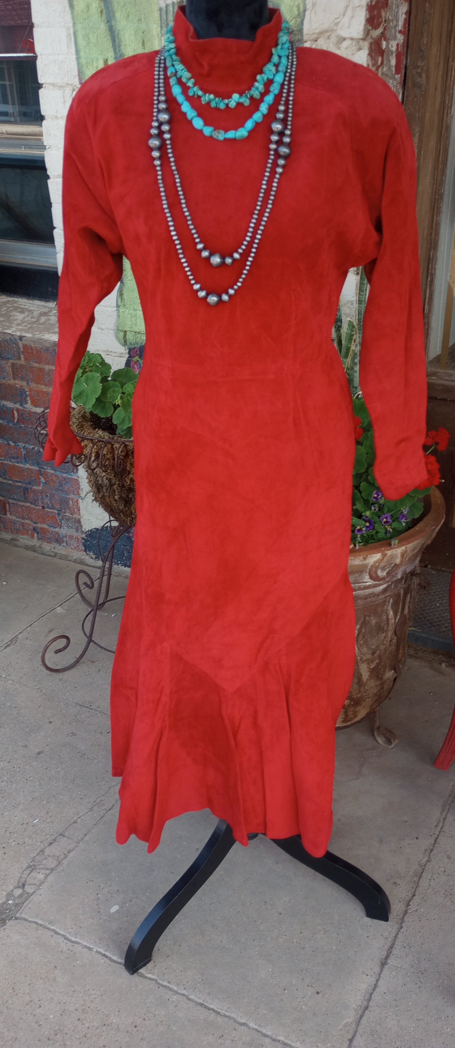 Vintage Red Suede Leather Neiman Marcus Dress Sz 10