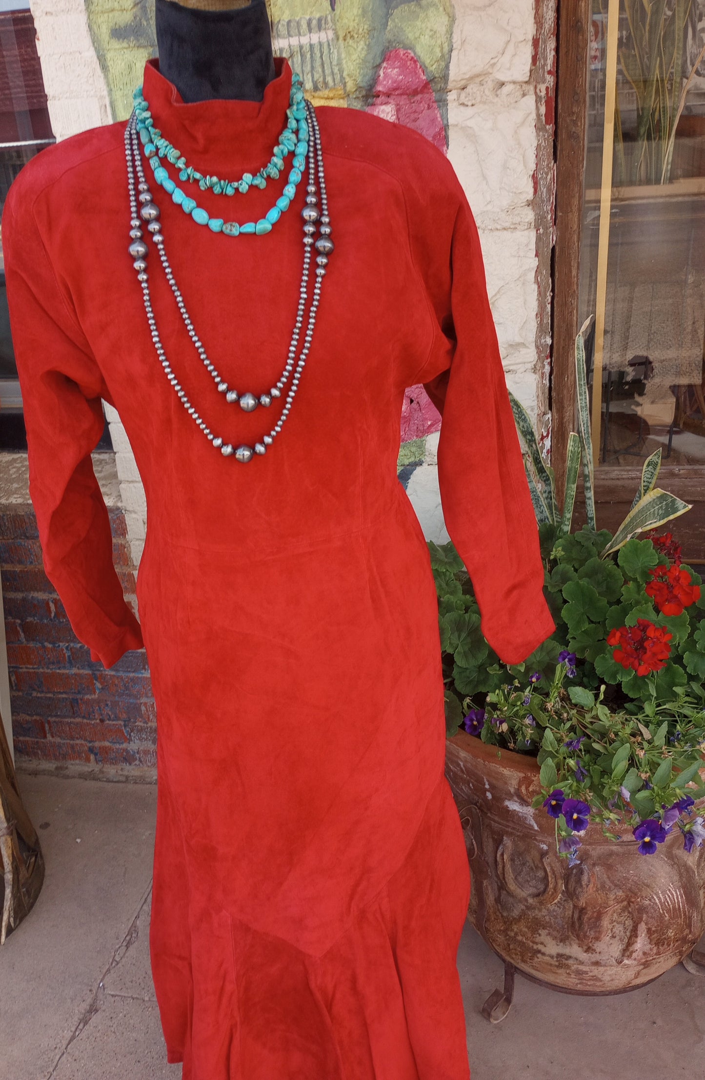 Vintage Red Suede Leather Neiman Marcus Dress Sz 10