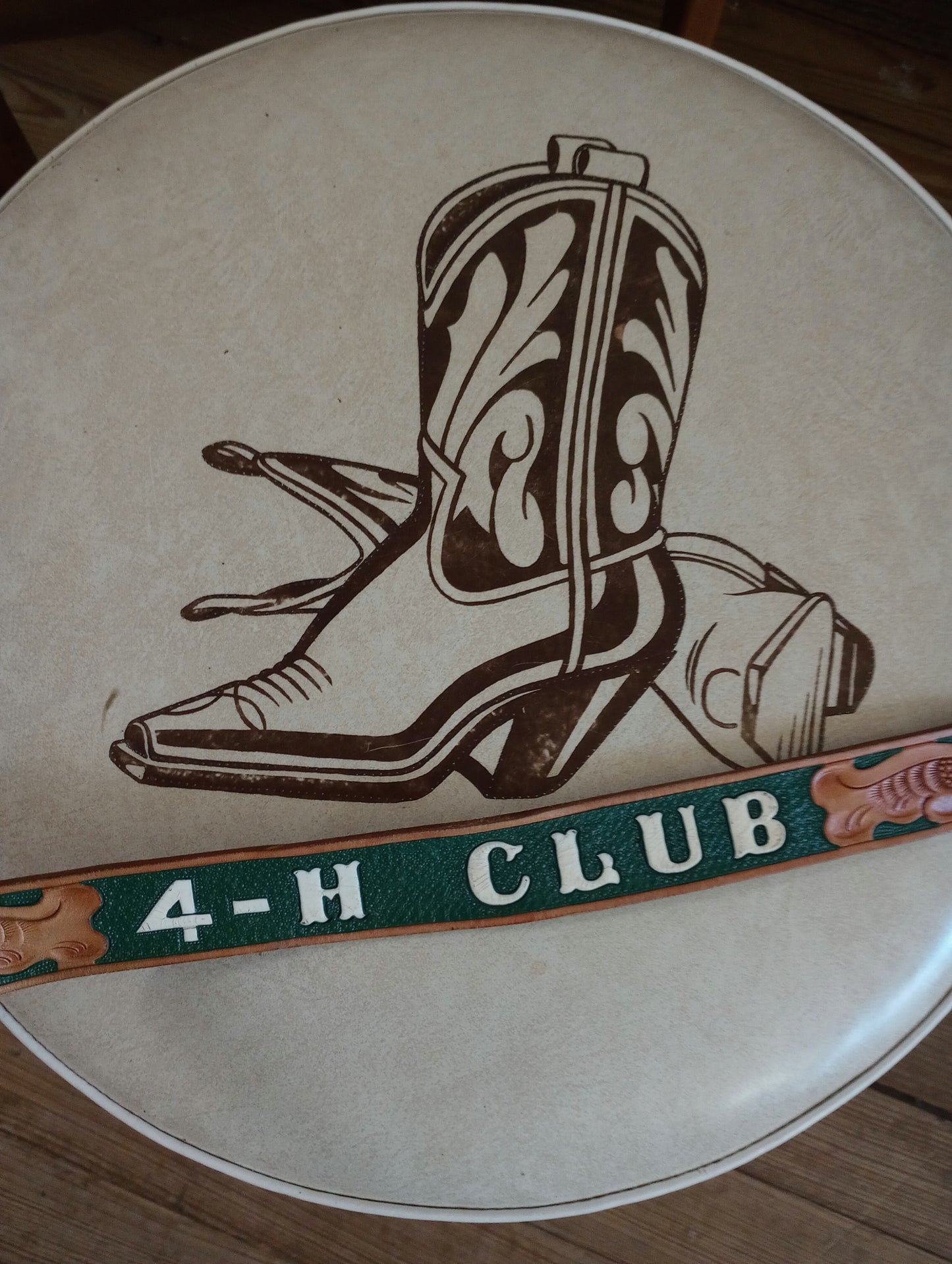 Vintage Tooled Leather 4-H Belt