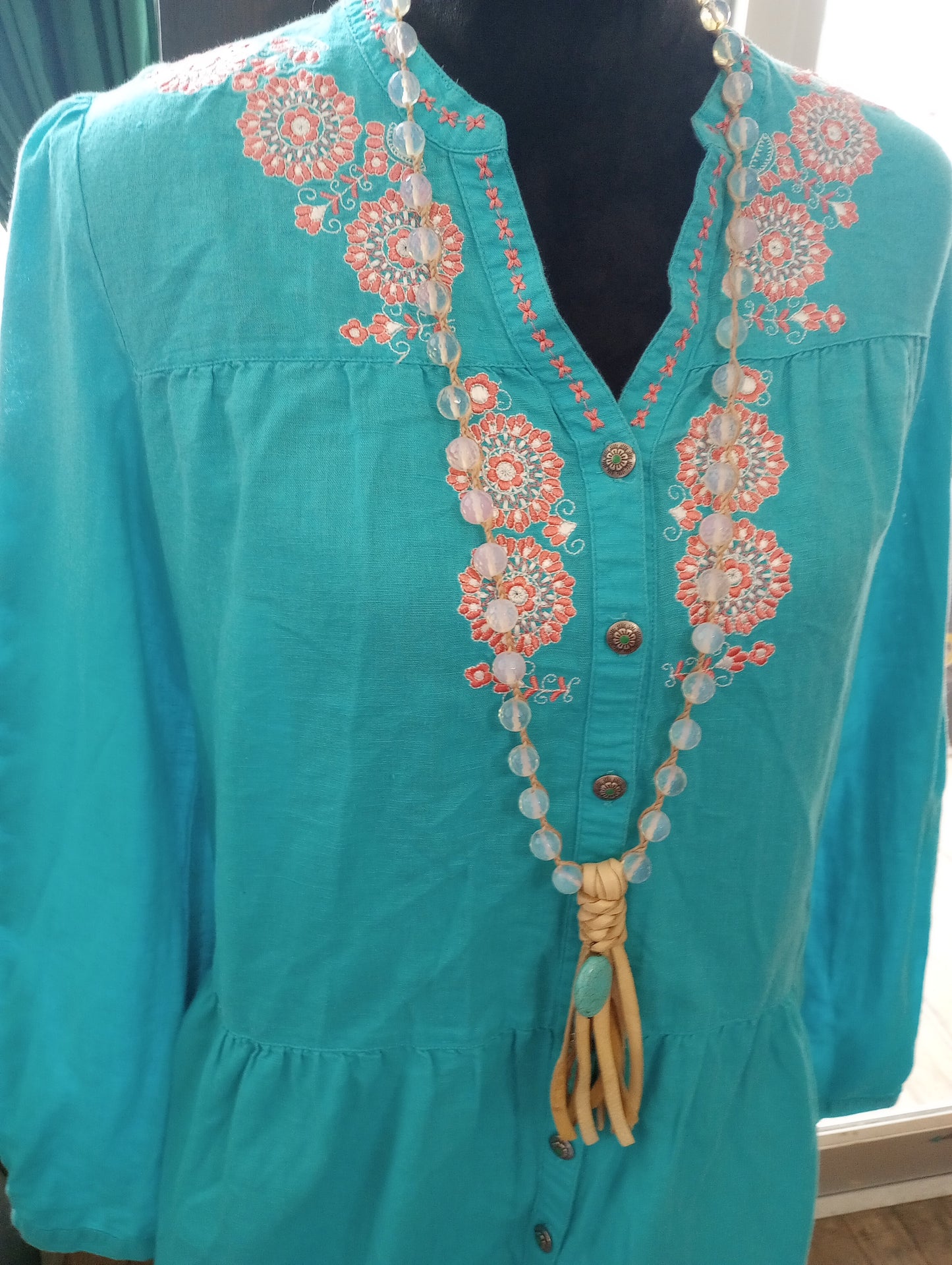 Tasha Polizzi Embroidered Linen Tunic Sz S