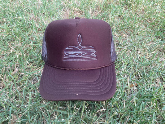 Dark Brown Boot Stitch Cap