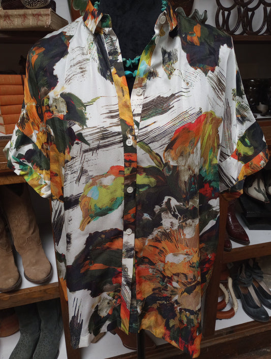 Lafayette 148 Silk Blouse Sz Med