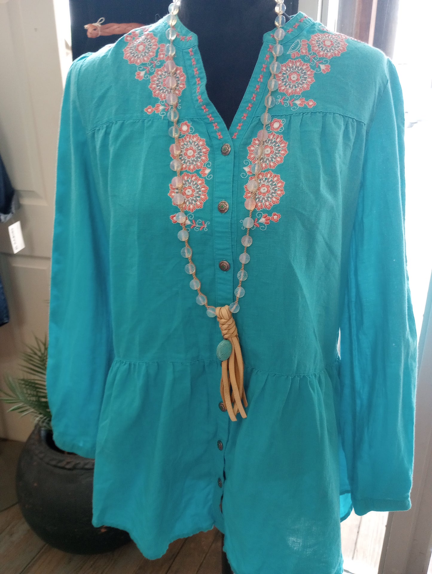 Tasha Polizzi Embroidered Linen Tunic Sz S