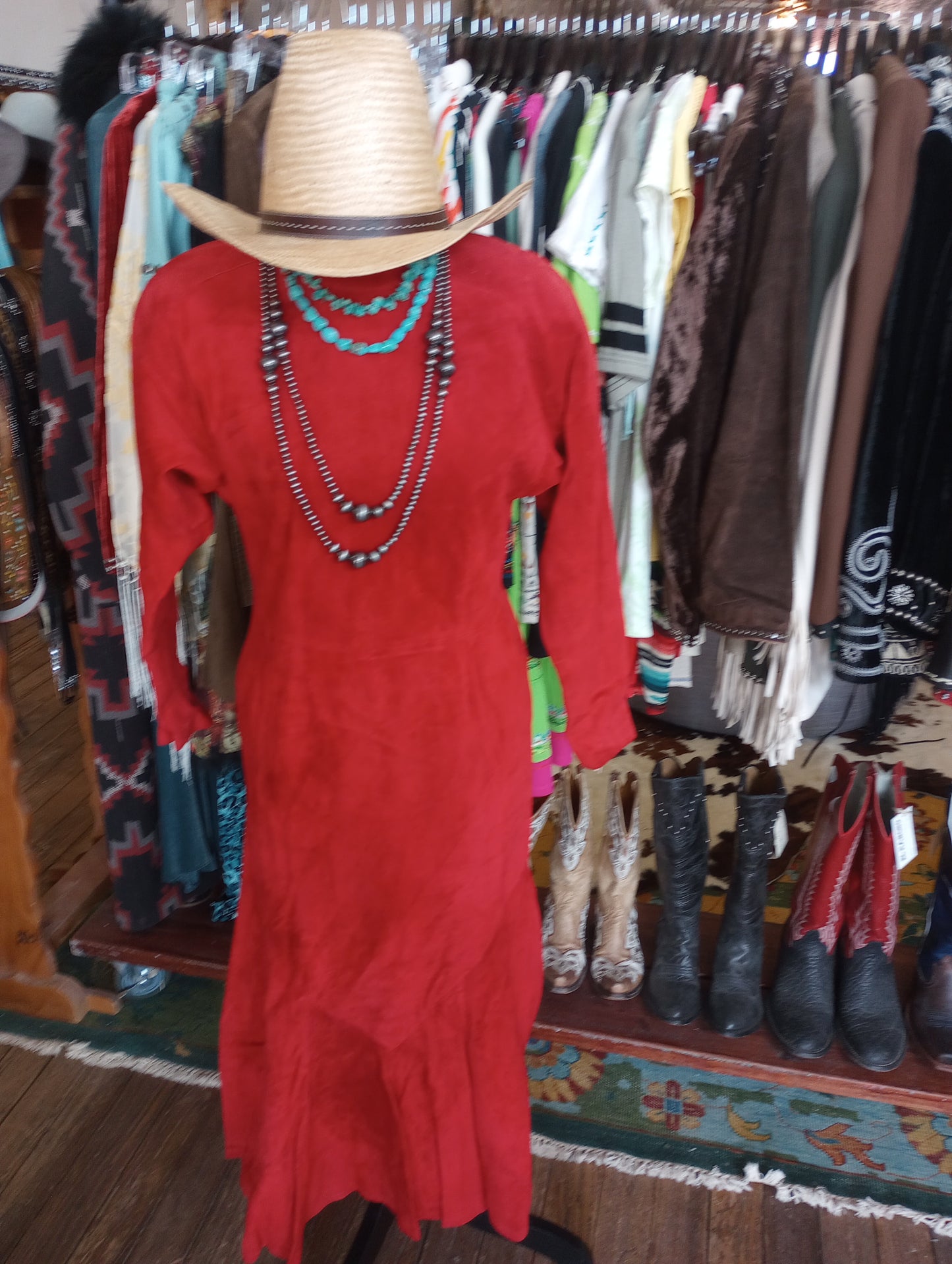 Vintage Red Suede Leather Neiman Marcus Dress Sz 10