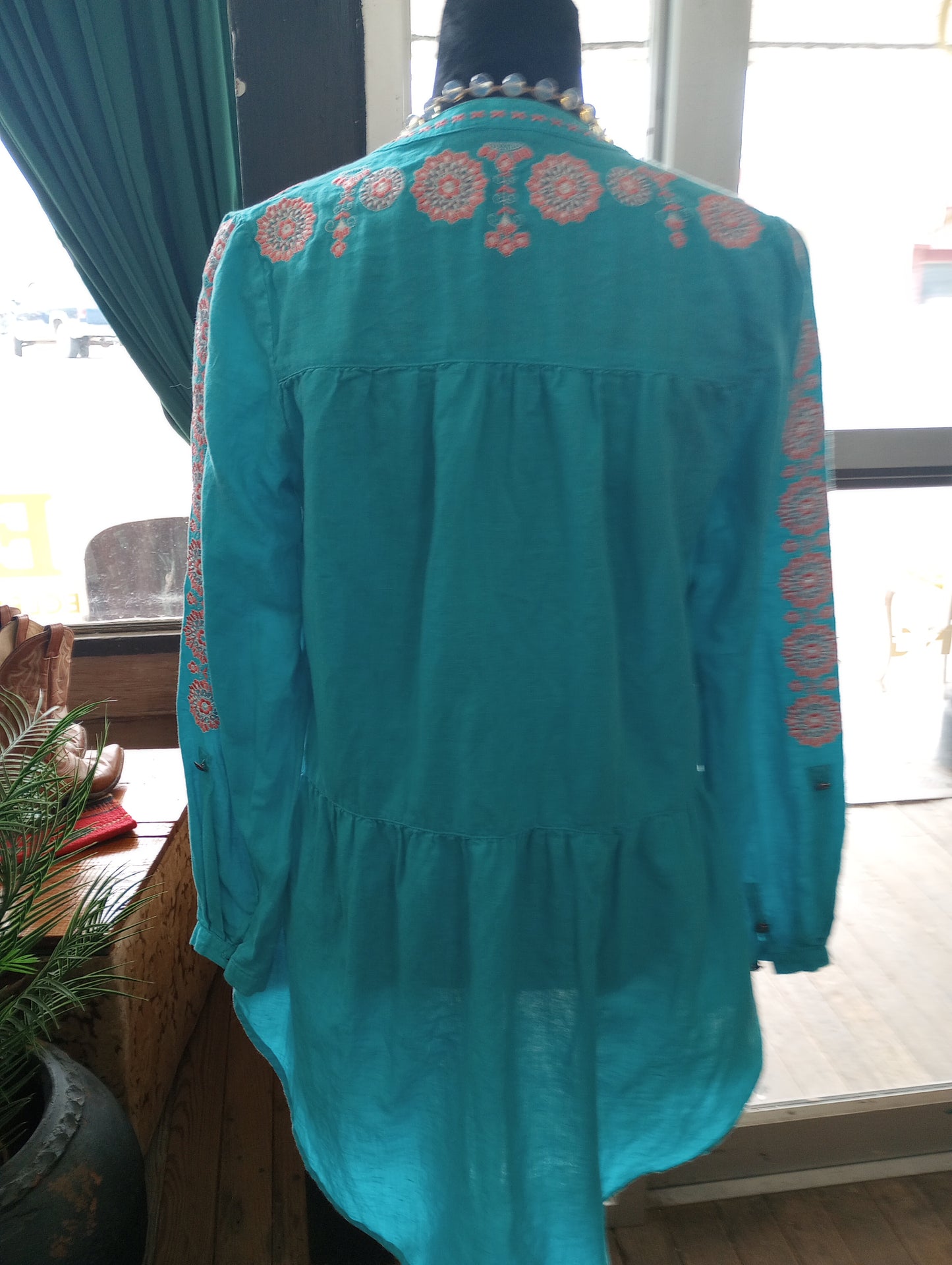 Tasha Polizzi Embroidered Linen Tunic Sz S