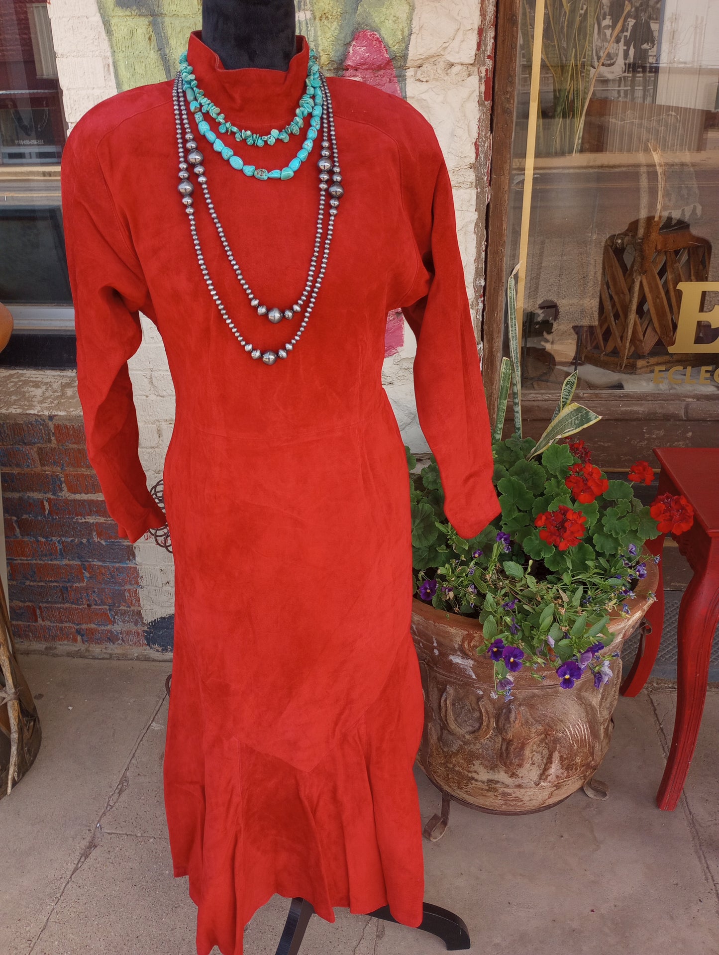 Vintage Red Suede Leather Neiman Marcus Dress Sz 10