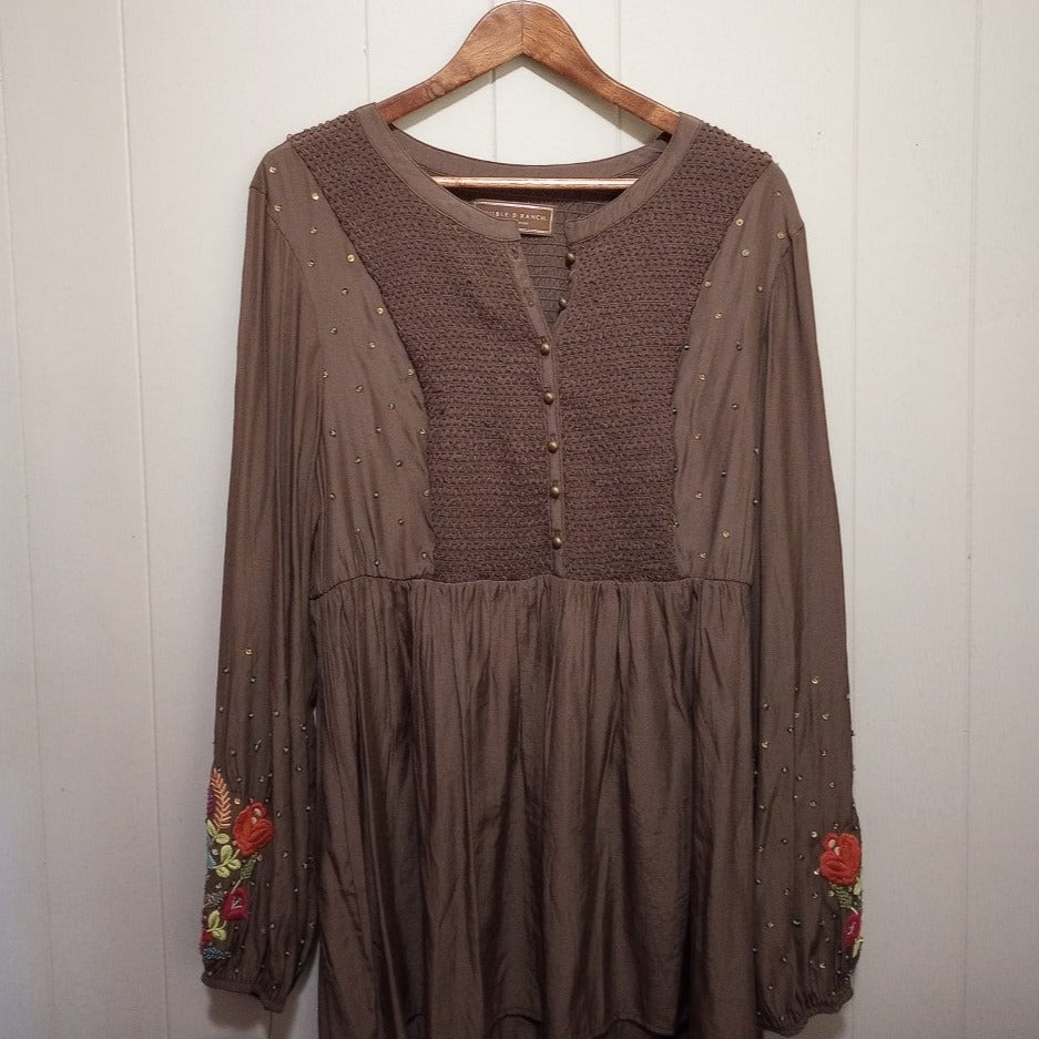 Double D Ranchwear Tunic with Embroidered Floral Details