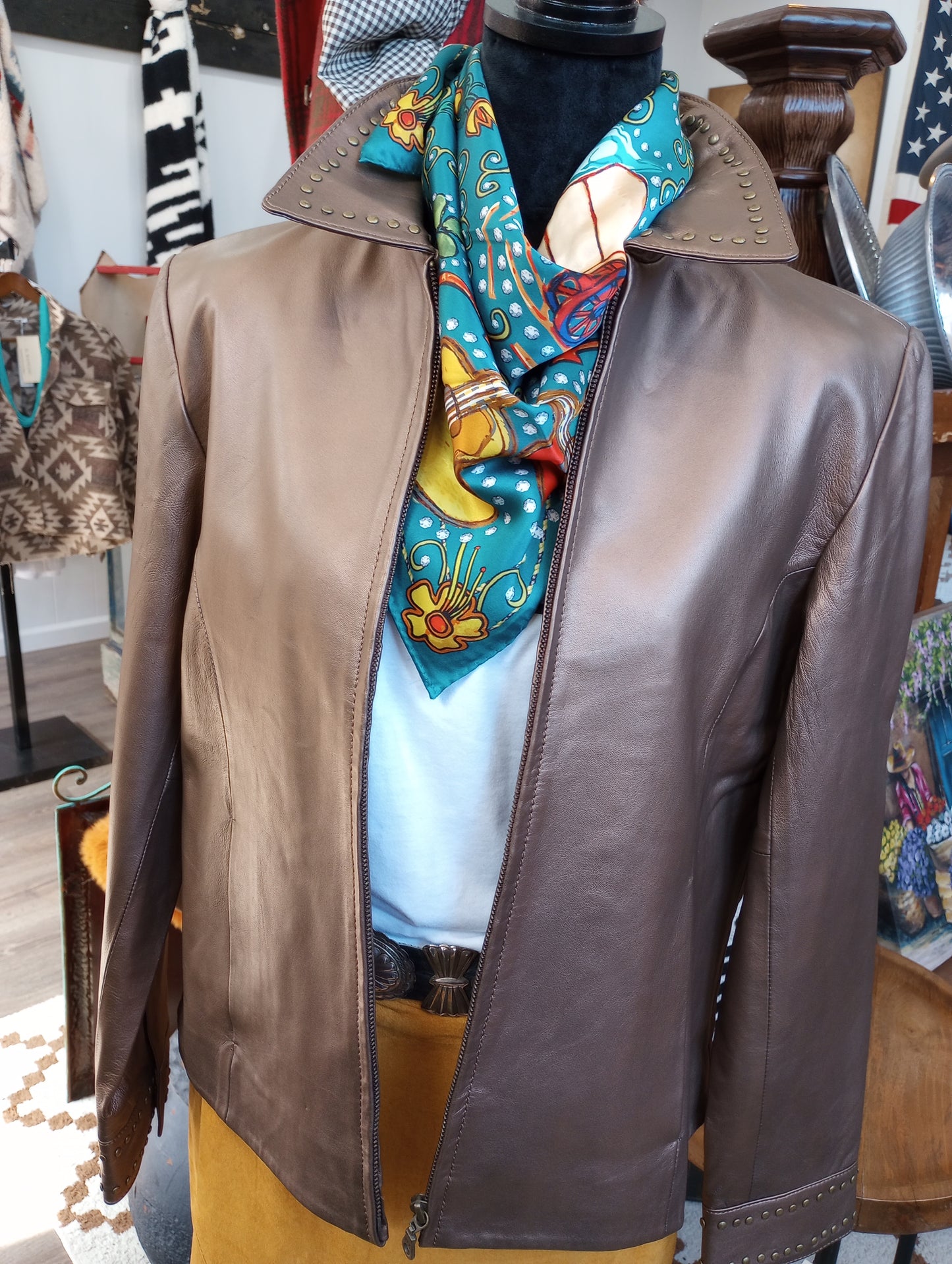 Faux Leather Jacket in Bronze