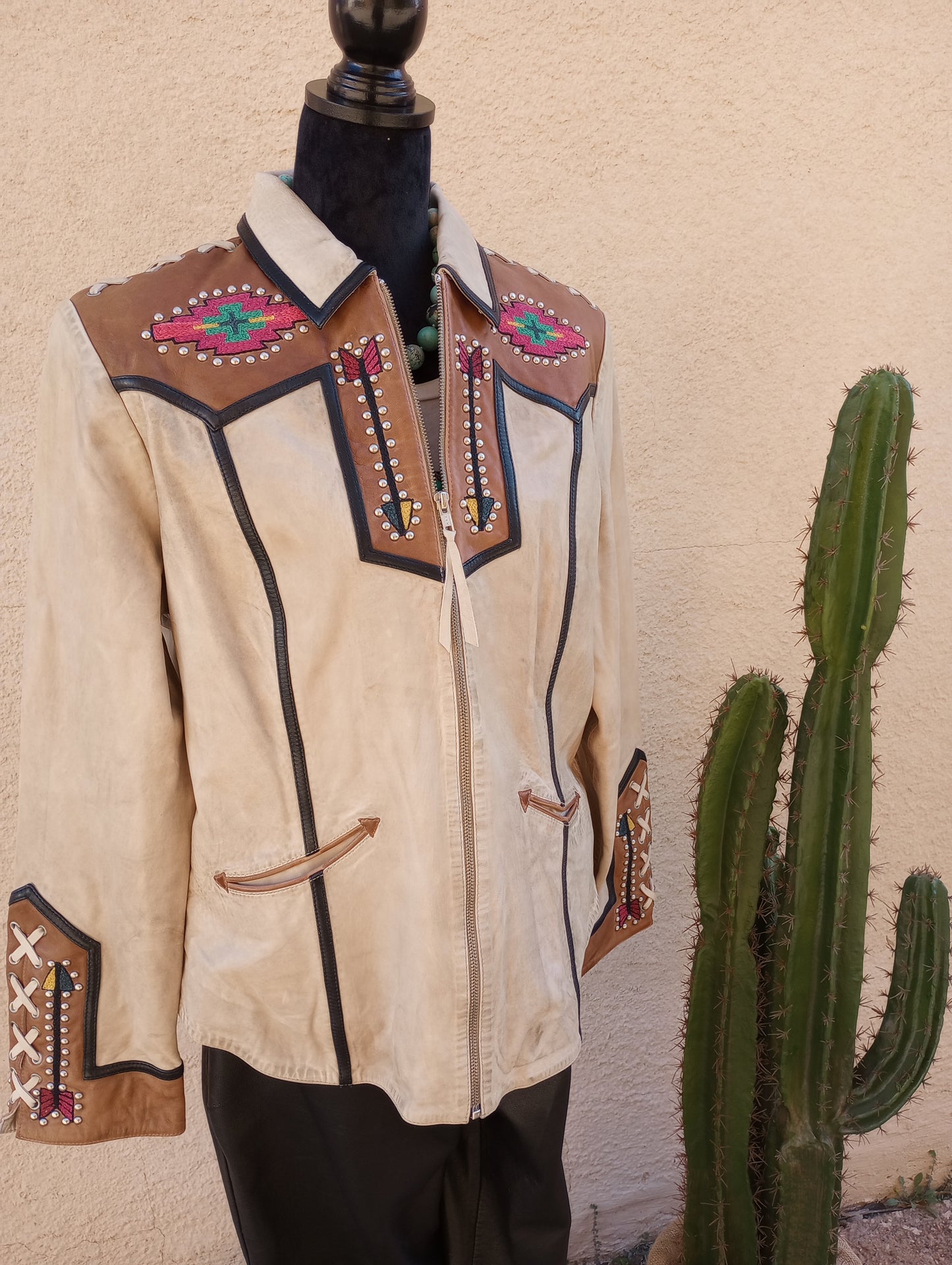 Leather DD Ranchwear Jacket w/Teepee design