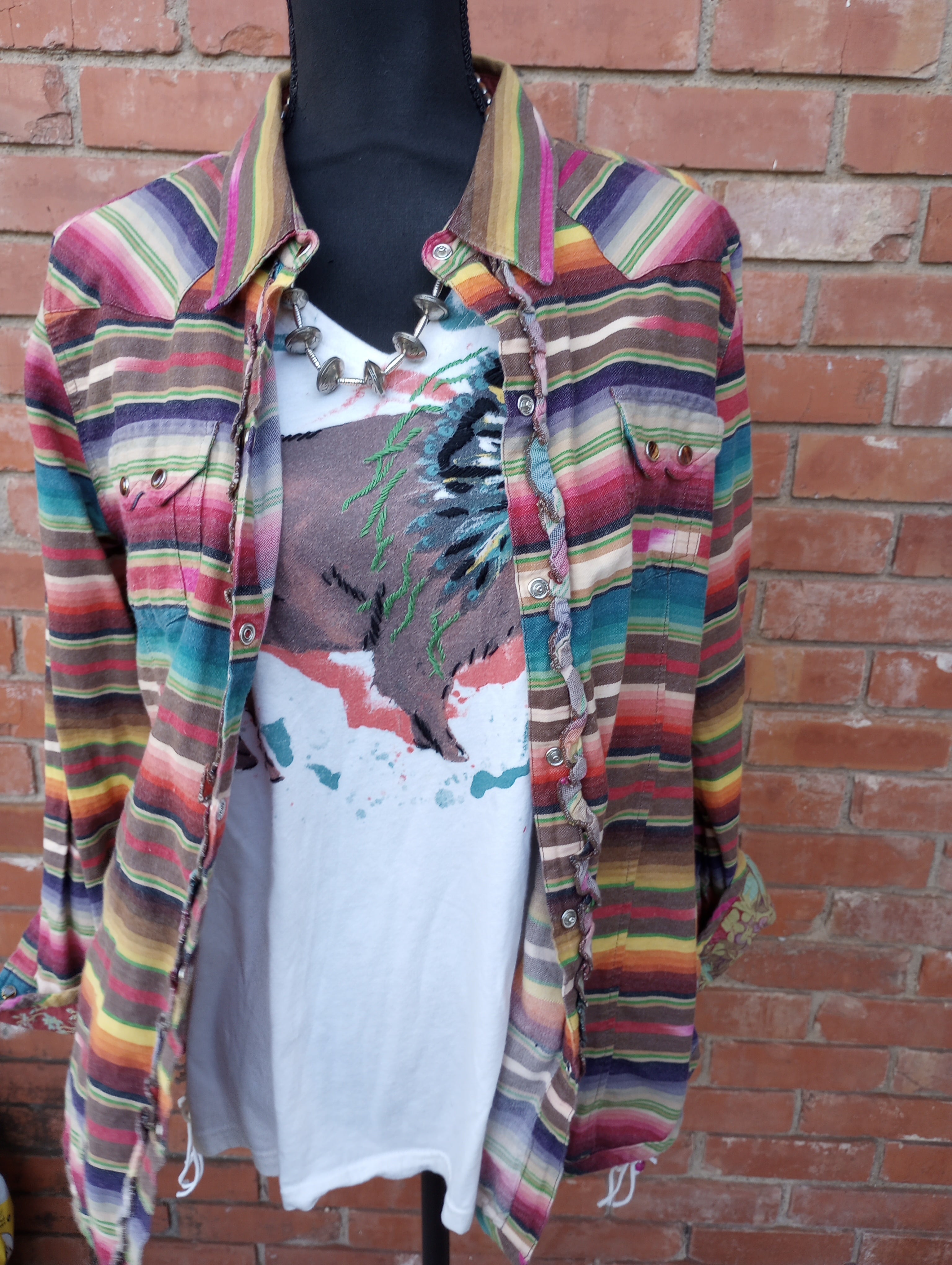 Tasha Polizzi Serape Print Pearl Snap Blouse El Rancho