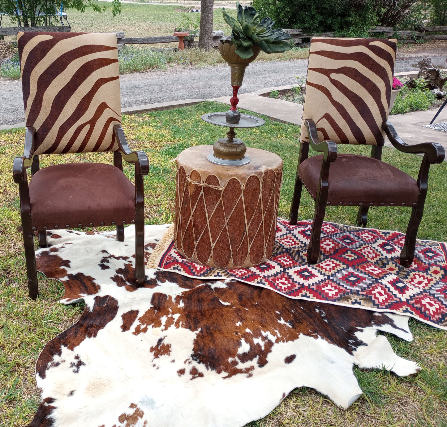 Pair of Hair On and Ultra Suede Arm Chairs