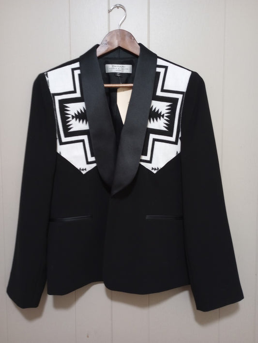 Black Vintage Blazer Revamped with Pendleton Yokes