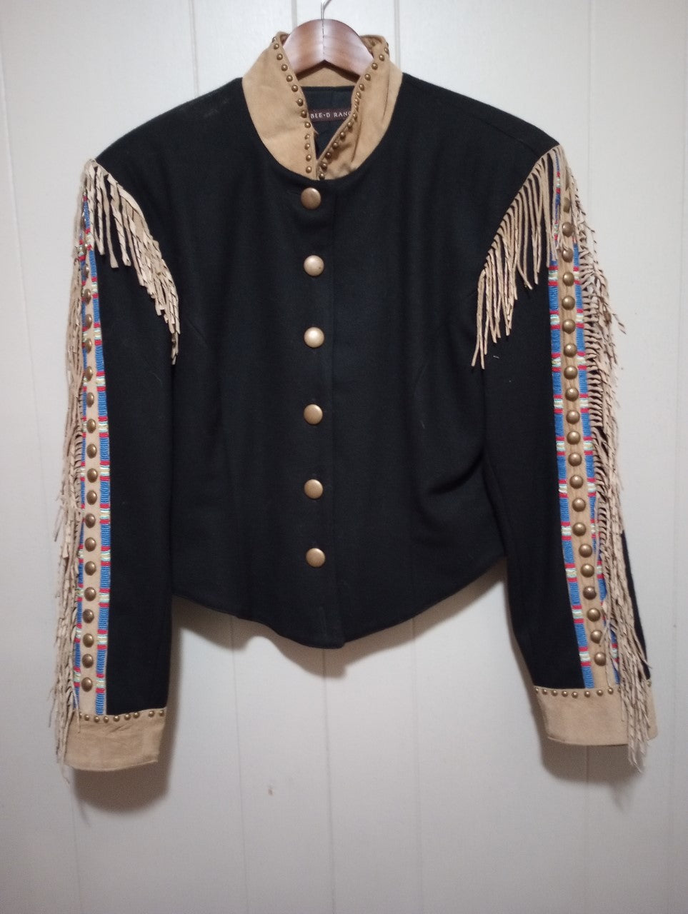 Vintage Double D Ranchwear Wool and Suede Leather Beaded Jacket