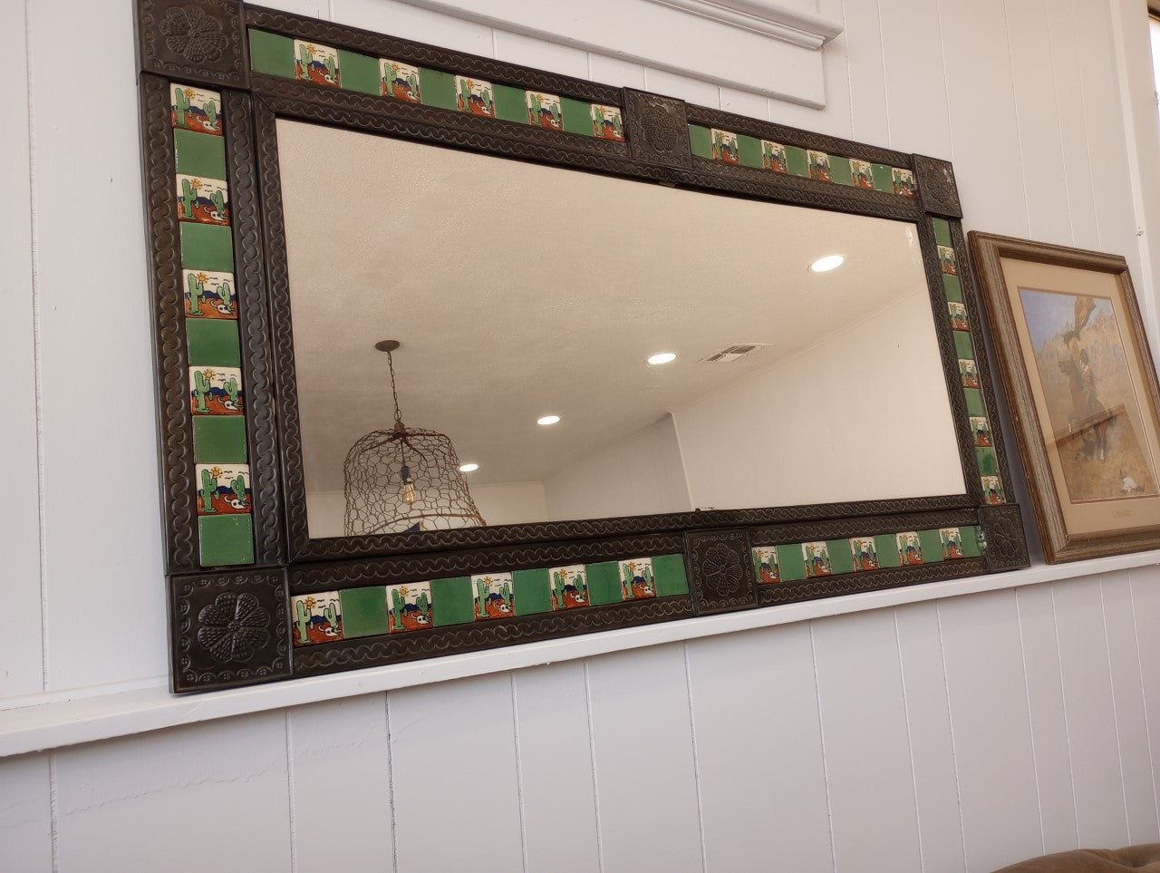 Imported Metal and Tile Mirror