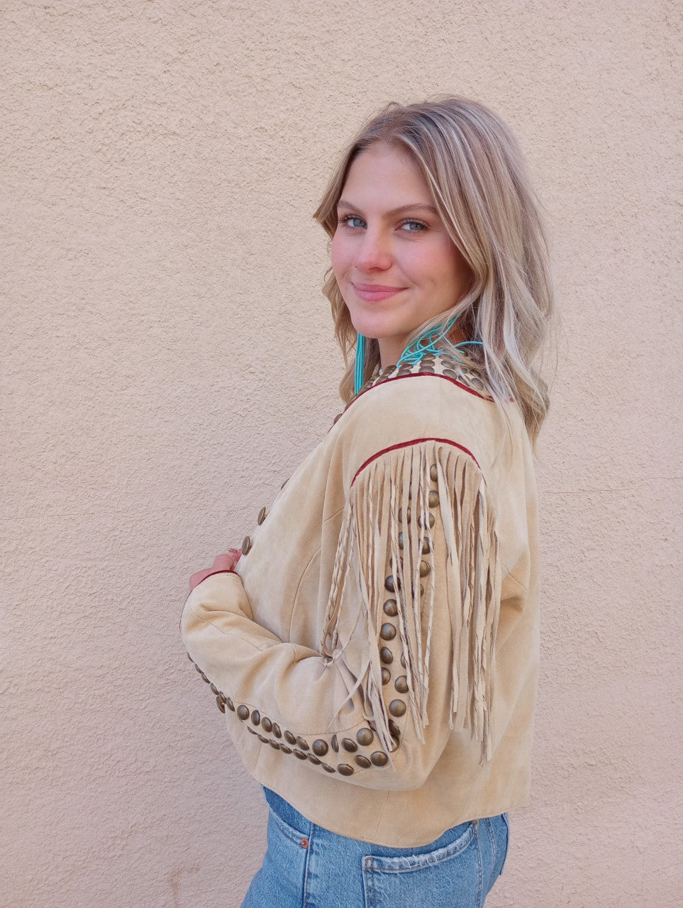 VINTAGE DOUBLE D RANCH WEAR TEXAS high quality FRINGE LEATHER FRINGE JACKET